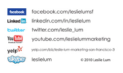 Leslie Lum Marketing PR Business Card Back