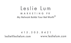 Leslie Lum Marketing PR Business Card Front